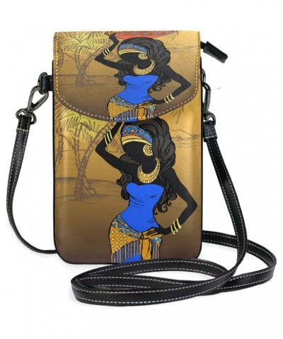 Small Women Crossbody Bag African Woman Phone Pouch Wallet with Credit Card Slots Woman 09 $13.80 Crossbody Bags