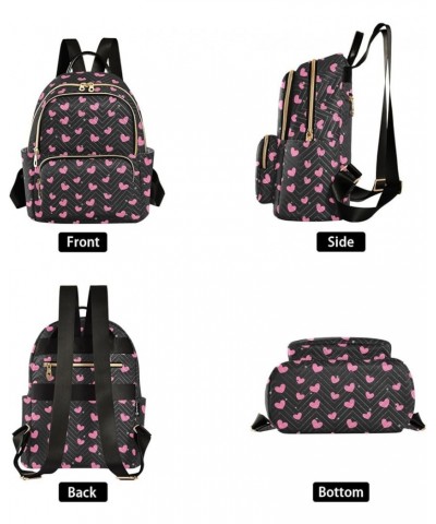 Pink Heart Polka Dot Black Women's Backpack Purse Causal Daypack Work Travel College Business Trip Bag Shoulder Bag Small $15...