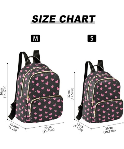 Pink Heart Polka Dot Black Women's Backpack Purse Causal Daypack Work Travel College Business Trip Bag Shoulder Bag Small $15...