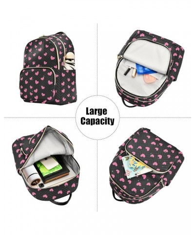 Pink Heart Polka Dot Black Women's Backpack Purse Causal Daypack Work Travel College Business Trip Bag Shoulder Bag Small $15...