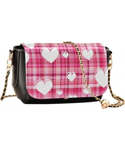 Valentines Crossbody Handbag Vintage Pink Plaid Heart PU Leather Shoulder Bag Sturdy Travel Pouch Compact Chic Bag for Women ...