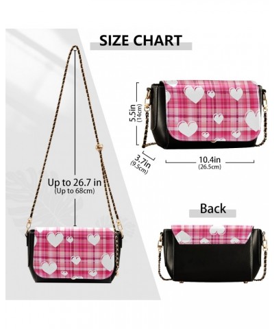 Valentines Crossbody Handbag Vintage Pink Plaid Heart PU Leather Shoulder Bag Sturdy Travel Pouch Compact Chic Bag for Women ...