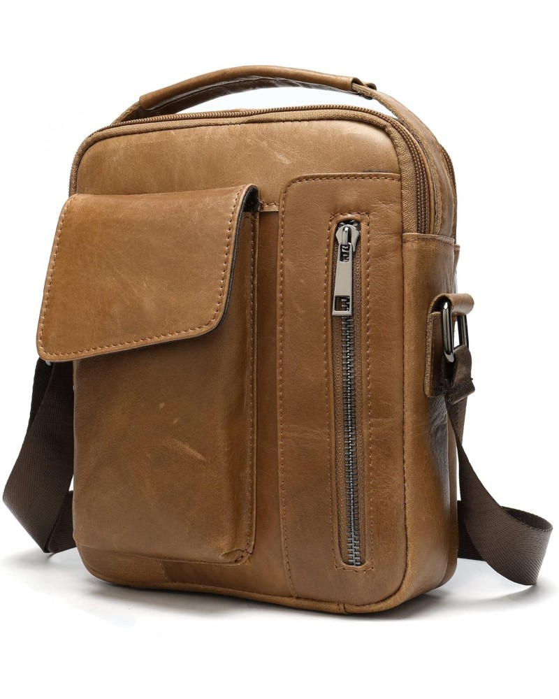 Genuine Leather Men's Shoulder Bag Vintage Leather Crossbody Bag Tablet Handbag $31.84 Shoulder Bags