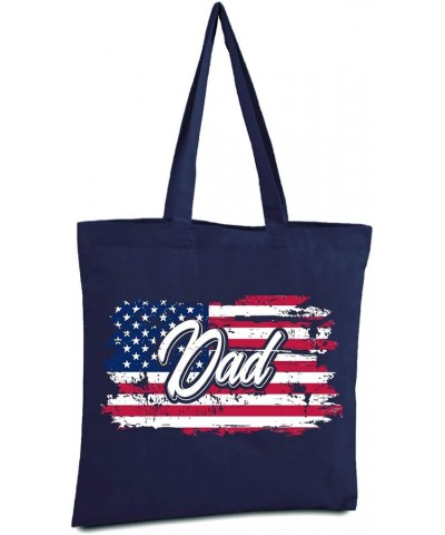 American Flag Dad Tote Bag 4th of July Gifts Patriotic Canvas Bag for Dad Navy $11.18 Totes