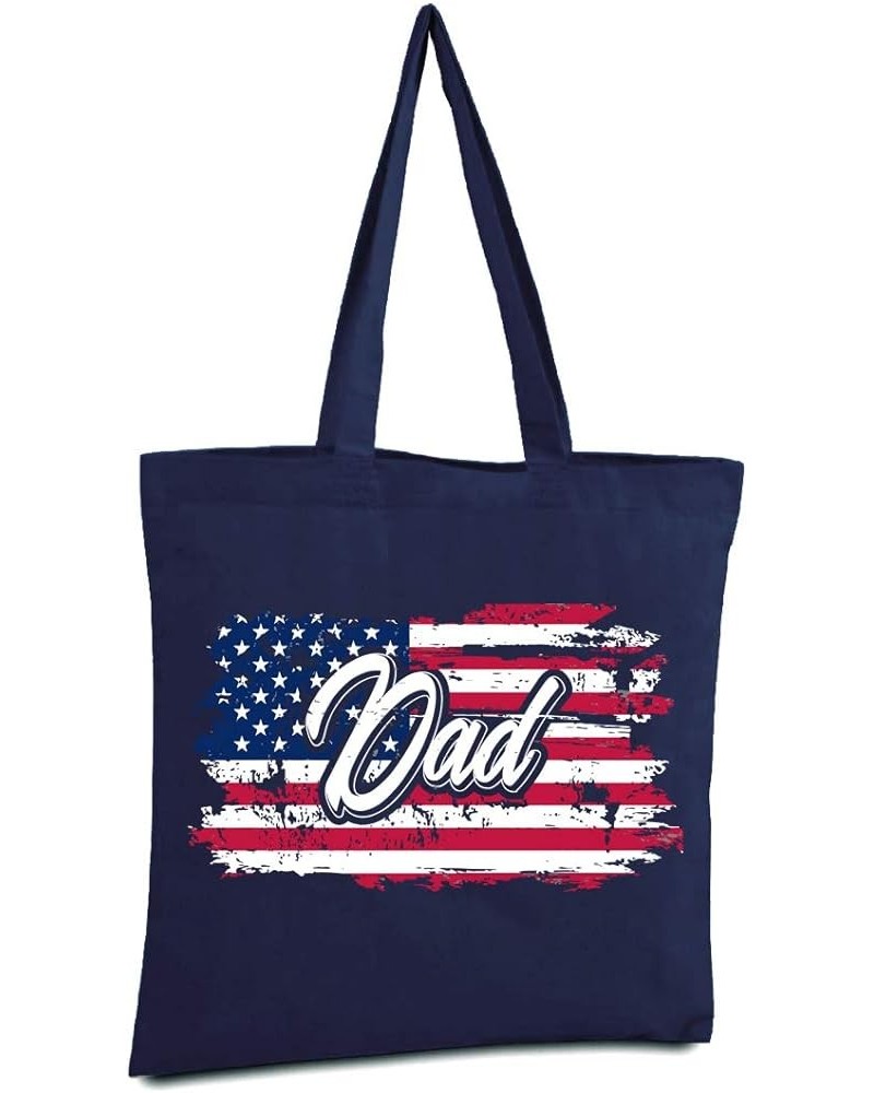 American Flag Dad Tote Bag 4th of July Gifts Patriotic Canvas Bag for Dad Navy $11.18 Totes