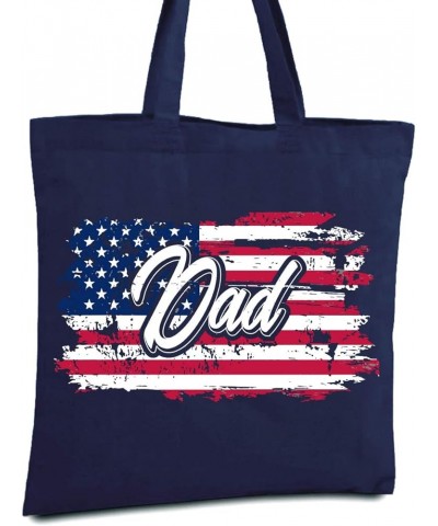 American Flag Dad Tote Bag 4th of July Gifts Patriotic Canvas Bag for Dad Navy $11.18 Totes