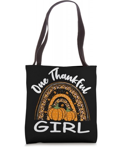 Thanksgiving Rainbow Leopard One Thankful Girl Tote Bag $13.71 Totes