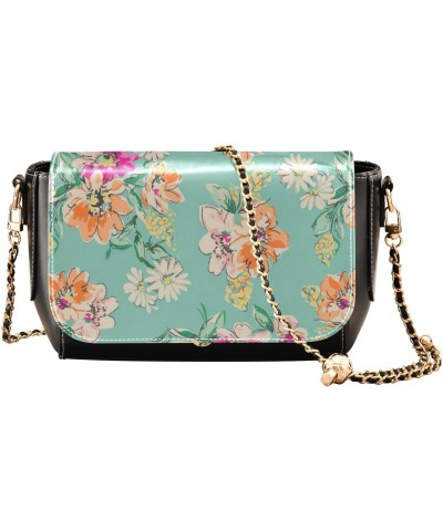 Flower Bright Colors Black Crossbody Bag for Womens Waterproof Side Bags with Adjustable Strap Small Black Purse $17.60 Cross...