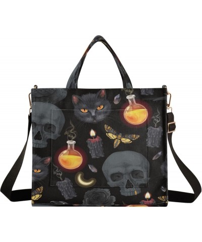 Corduroy Tote Bag for Women, Skulls Rose Flowers Tote Bag Crossbody Hobo Handbag Shoulder Bag for Work Travel Goth 829 $16.49...