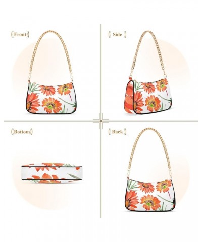 Roses Birds Butterfly Handbags for Women Chain Tote, Polyester & Aluminum Alloy, Bag for Wedding Party Watercolor Orange Flow...