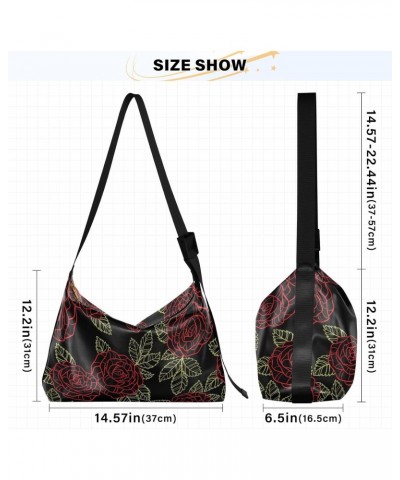 Beautiful Roses Hobo Crossbody Bags for Women Leather Large Shoulder Bag Cross Body Trendy Womens Tote Bags Handbag for Trave...