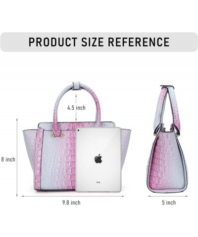 Women Satchel Handbags Vegan Leather Top Handle Purse Classic Tote Bag with Shoulder Strap Pink-crocodile $21.65 Totes