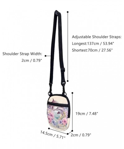 Small Message Bag Women Shoulder Bag with Adjustable Staps, Sling Phone Bag Crossbody Satchel Purse Wallet Dolphin Floral Pri...