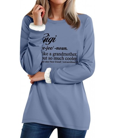 Fleece Sweatshirts for Women Sherpa Lined Winter Warm Funny Sayings Winter Shirts Crewneck Thermal Cute Tunic Tops Blue $10.5...