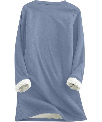 Fleece Sweatshirts for Women Sherpa Lined Winter Warm Funny Sayings Winter Shirts Crewneck Thermal Cute Tunic Tops Blue $10.5...