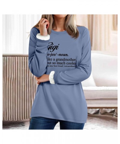 Fleece Sweatshirts for Women Sherpa Lined Winter Warm Funny Sayings Winter Shirts Crewneck Thermal Cute Tunic Tops Blue $10.5...