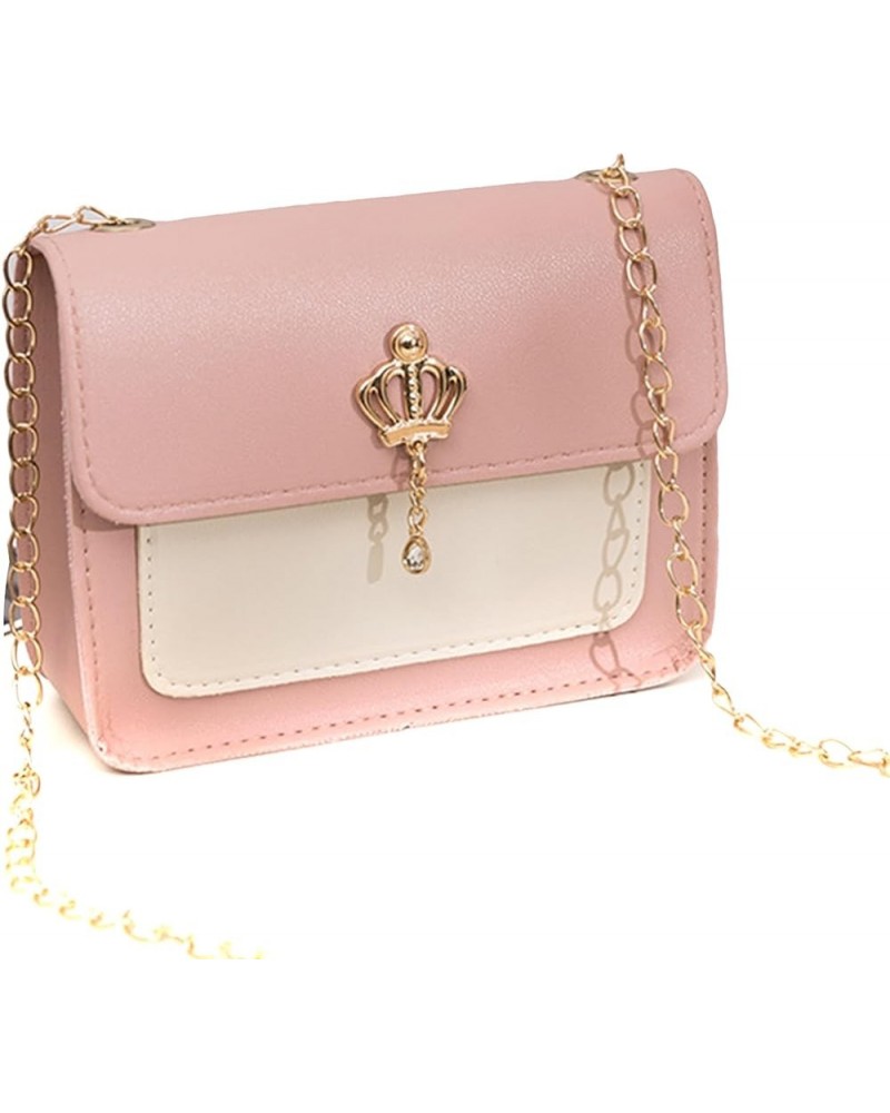 Small Crossbody Bag for Women Leather Stylish Simple Shoulder Bag Lightweight Handbags with Chain Strap,black Pink $10.09 Totes