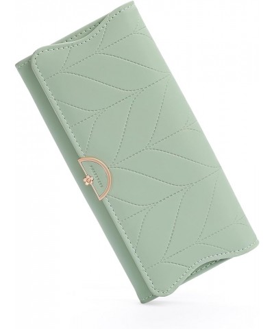 Leather Wallet for Women Trifold Womens' RFID Blocking Wallet Card Holder Purse Clutch with Zipper Coin Pocket,Mint Green Min...