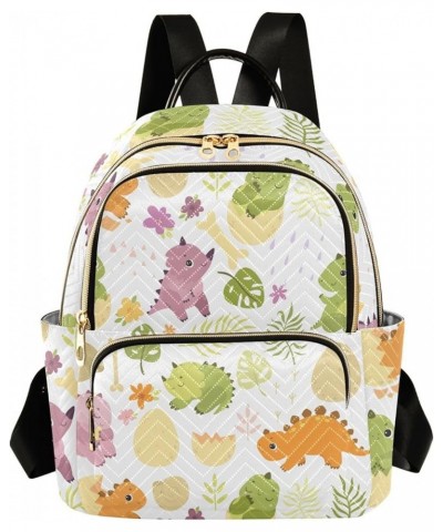 Backpack Purse for Women Dino Eggs, Mini Fashion Backpack Cartoon Dinosaur Leaves Floral Lightweight Casual Daypack Shoulder ...