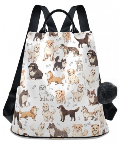 Tail Wagging Dogs Travel Backpack Purse for Women Multipurpose Design Ladies Fashion Bag with Pompom $16.40 Backpacks