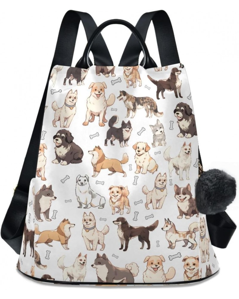 Tail Wagging Dogs Travel Backpack Purse for Women Multipurpose Design Ladies Fashion Bag with Pompom $16.40 Backpacks