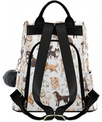 Tail Wagging Dogs Travel Backpack Purse for Women Multipurpose Design Ladies Fashion Bag with Pompom $16.40 Backpacks