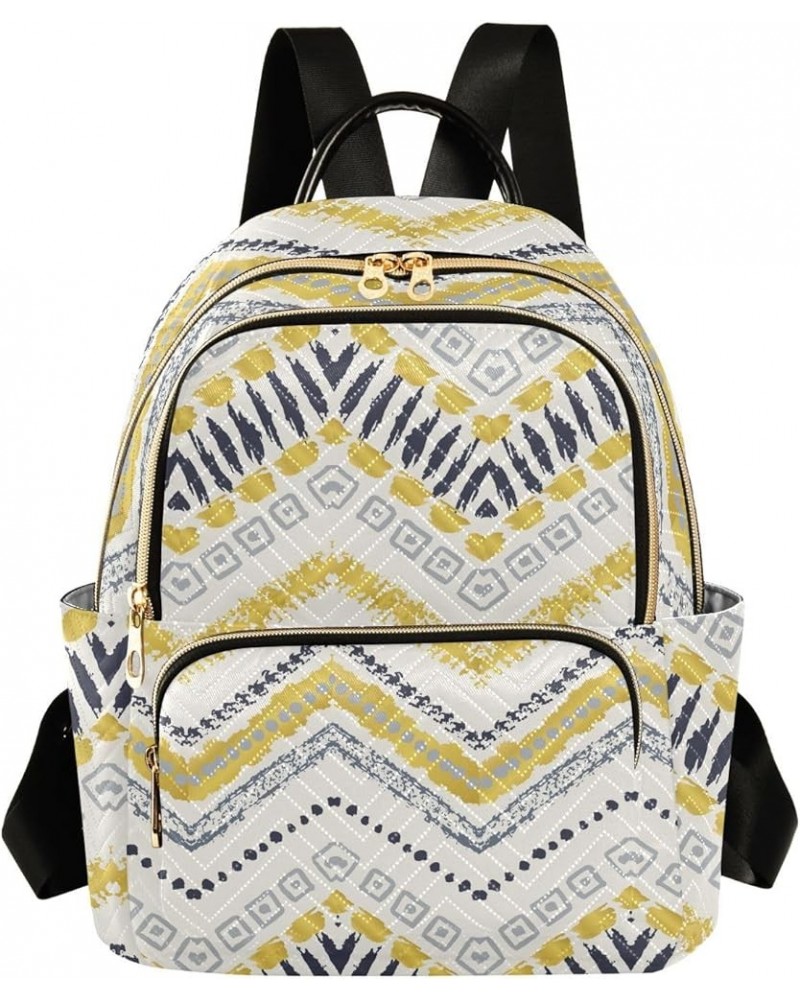 Watercolor Azetec Style Mini Backpack Purse for Women, Chevron Ethnic Travel Backpack Fashion Backpack Handbag Shoulder Bag S...