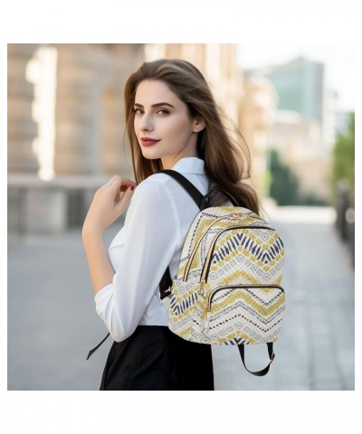 Watercolor Azetec Style Mini Backpack Purse for Women, Chevron Ethnic Travel Backpack Fashion Backpack Handbag Shoulder Bag S...