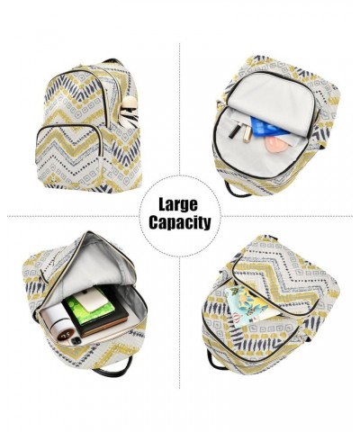 Watercolor Azetec Style Mini Backpack Purse for Women, Chevron Ethnic Travel Backpack Fashion Backpack Handbag Shoulder Bag S...