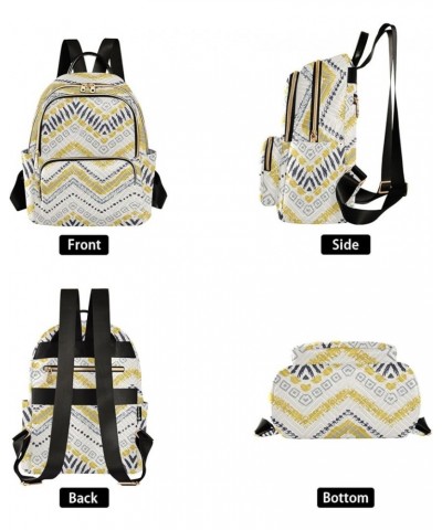 Watercolor Azetec Style Mini Backpack Purse for Women, Chevron Ethnic Travel Backpack Fashion Backpack Handbag Shoulder Bag S...