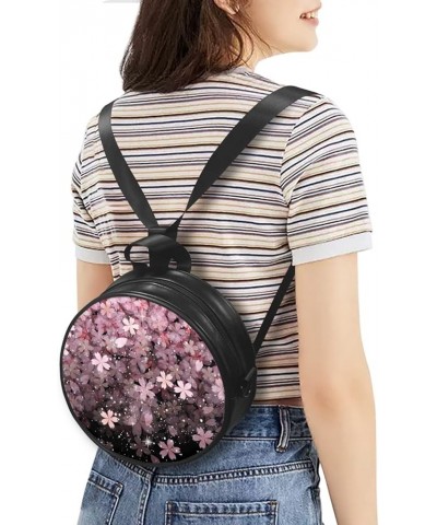 Womens Top-Handle Handbags Casual Adjustable Straps Zipper Shoulder bag Round Purse Cherry Blossom $11.20 Crossbody Bags