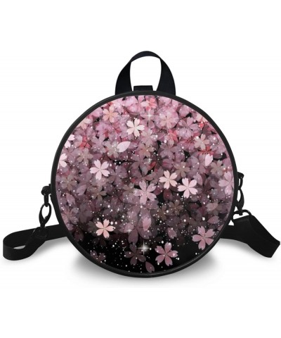 Womens Top-Handle Handbags Casual Adjustable Straps Zipper Shoulder bag Round Purse Cherry Blossom $11.20 Crossbody Bags