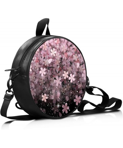 Womens Top-Handle Handbags Casual Adjustable Straps Zipper Shoulder bag Round Purse Cherry Blossom $11.20 Crossbody Bags