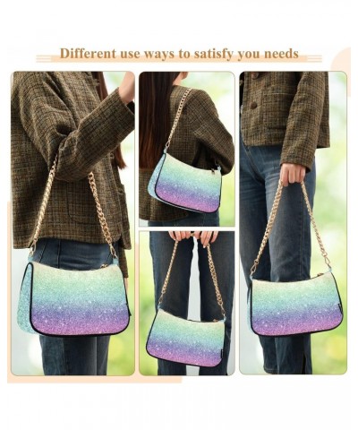 Rainbow Gradient Flash Shoulder Bag for Women Hobo Bags Small Chain Shoulder Bags Clutch Handbag Tote Crossbody Bag Purse wit...