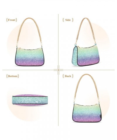 Rainbow Gradient Flash Shoulder Bag for Women Hobo Bags Small Chain Shoulder Bags Clutch Handbag Tote Crossbody Bag Purse wit...