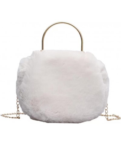 Women Furry Purse Faux Fur Clutch Fuzzy Fluffy Bag Crossbody Evening Bag Handbag Plush Sherpa Hand Bags Small Purses (white) ...