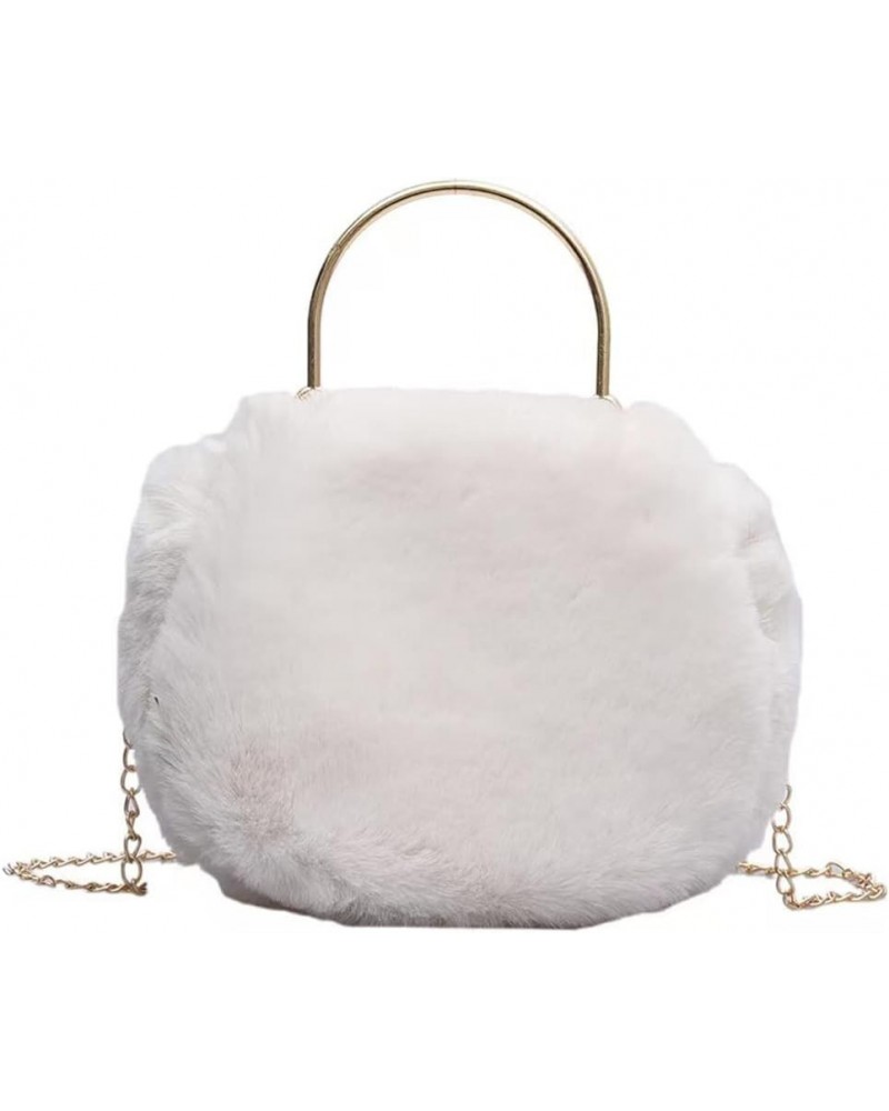 Women Furry Purse Faux Fur Clutch Fuzzy Fluffy Bag Crossbody Evening Bag Handbag Plush Sherpa Hand Bags Small Purses (white) ...