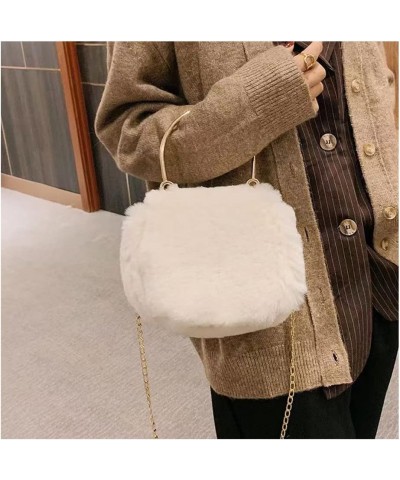 Women Furry Purse Faux Fur Clutch Fuzzy Fluffy Bag Crossbody Evening Bag Handbag Plush Sherpa Hand Bags Small Purses (white) ...