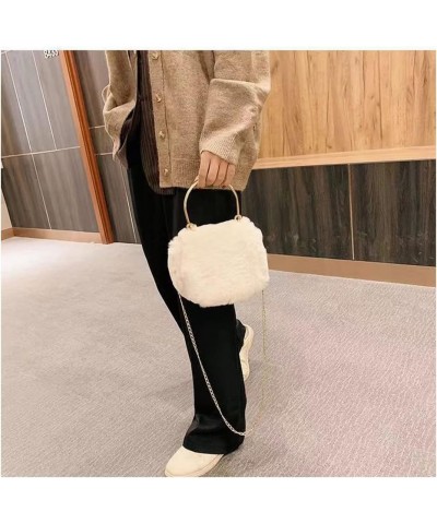 Women Furry Purse Faux Fur Clutch Fuzzy Fluffy Bag Crossbody Evening Bag Handbag Plush Sherpa Hand Bags Small Purses (white) ...