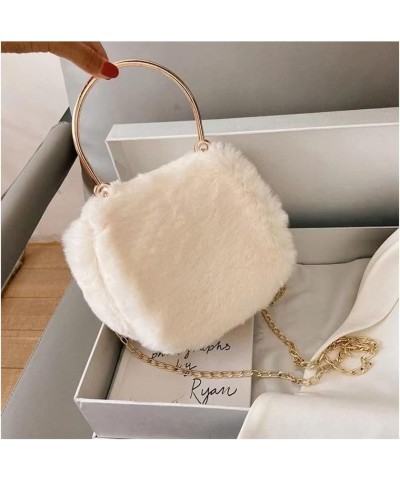 Women Furry Purse Faux Fur Clutch Fuzzy Fluffy Bag Crossbody Evening Bag Handbag Plush Sherpa Hand Bags Small Purses (white) ...