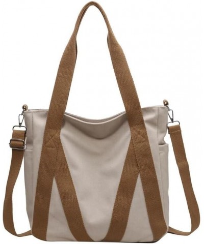 Women's Canvas Leisure Commuting Shoulder Bag Light Large-capacity Female Simplicity Crossbody Bag Ladies (Gray) Beige $44.59...