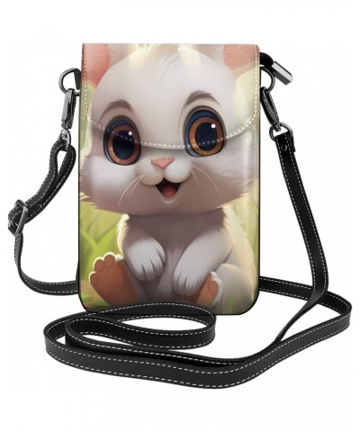 women Small Cell Phone Purse Cartoon Cute Animals Rabbit pattern Soft, durable and waterproof PU leather Convenient for daily...