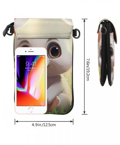 women Small Cell Phone Purse Cartoon Cute Animals Rabbit pattern Soft, durable and waterproof PU leather Convenient for daily...