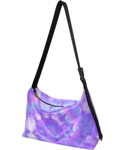 Women Boho Bag Tie Dye Vintage Purple Shoulder Bag PU Leather Pouch Crossbody Bag Large Tote Handbag For Quick Getaway Weeken...