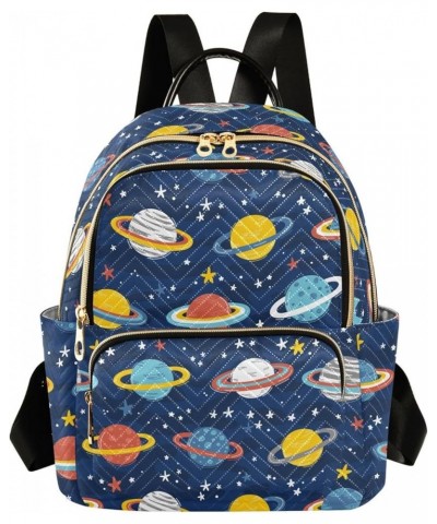 Cartoon Planets Stars Backpack Purse for Women Small Mini Women's Fashion Backpack with Double Zipper Weekend Bag,M Small $17...