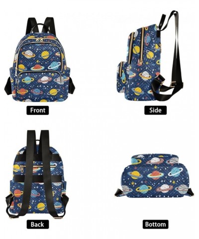 Cartoon Planets Stars Backpack Purse for Women Small Mini Women's Fashion Backpack with Double Zipper Weekend Bag,M Small $17...