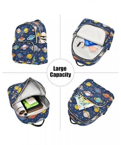 Cartoon Planets Stars Backpack Purse for Women Small Mini Women's Fashion Backpack with Double Zipper Weekend Bag,M Small $17...