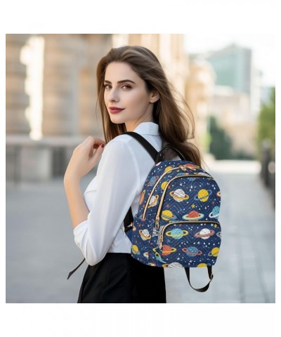 Cartoon Planets Stars Backpack Purse for Women Small Mini Women's Fashion Backpack with Double Zipper Weekend Bag,M Small $17...