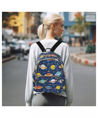 Cartoon Planets Stars Backpack Purse for Women Small Mini Women's Fashion Backpack with Double Zipper Weekend Bag,M Small $17...