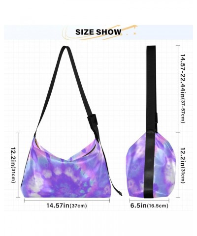 Women Boho Bag Tie Dye Vintage Purple Shoulder Bag PU Leather Pouch Crossbody Bag Large Tote Handbag For Quick Getaway Weeken...